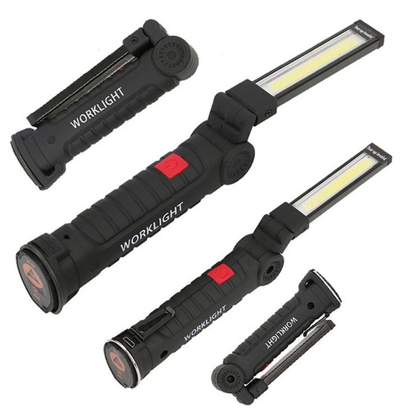 Magnetic LED COB Inspection Work Light Lamp Flashlight USB Rechargeable Torch