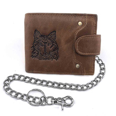 leather wallet, Chain, leather, zippers