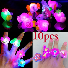 10 Pcs Kids Girl Lady Party Rings Flashing Jelly LED Cartoon Ring Party Birthday Gifts Cute Led Rings( Random Send)