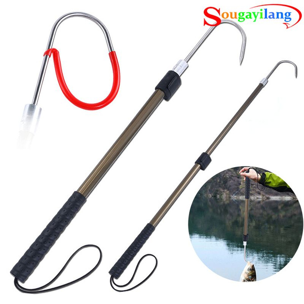Retractable Fish Gaff Stainless Ice Sea fishing Spear Hook Tackle