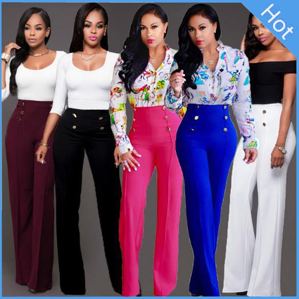 Women Fashion Wide Leg Pants Strech 