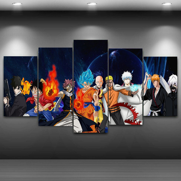 5 Piece Dragon Ball Z Goku Naruto Uzumaki One Piece Luffy One Punch Man Anime Poster Unframed Hd Canvas Print Painting For Home Decor Wish