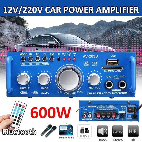Chr 2ch Remote Control Hifi Audio Stereo Power Amplifier Speaker Bluetooth Mp3 Fm Radio For Home Car Accessories Wish