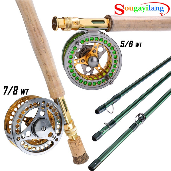 Fly Fishing Rod and Reel Set 100% Carbon Fiber 9' Fly Fishing Pole with Fly  Fishing Reel 5/6 7/8wt Aluminum Spool