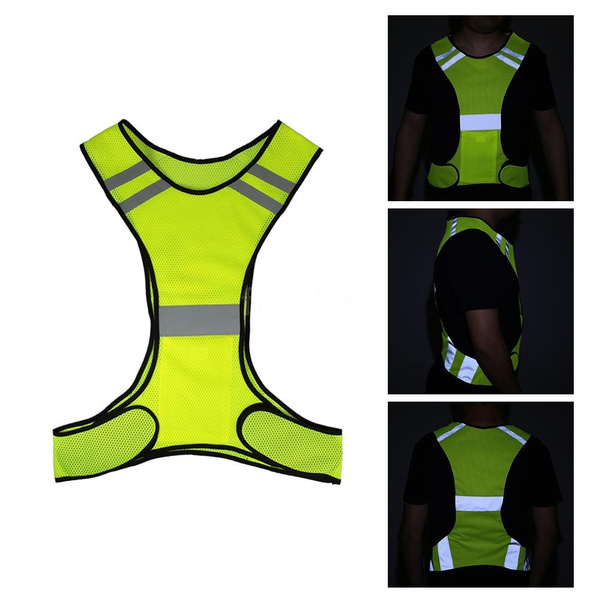 Reflective Vest MASO Reflective Night Running Vest with Adjustable Strap & Breathable Holes Ultrathin Lightweight Safety Vest with 360°High Visibility Green