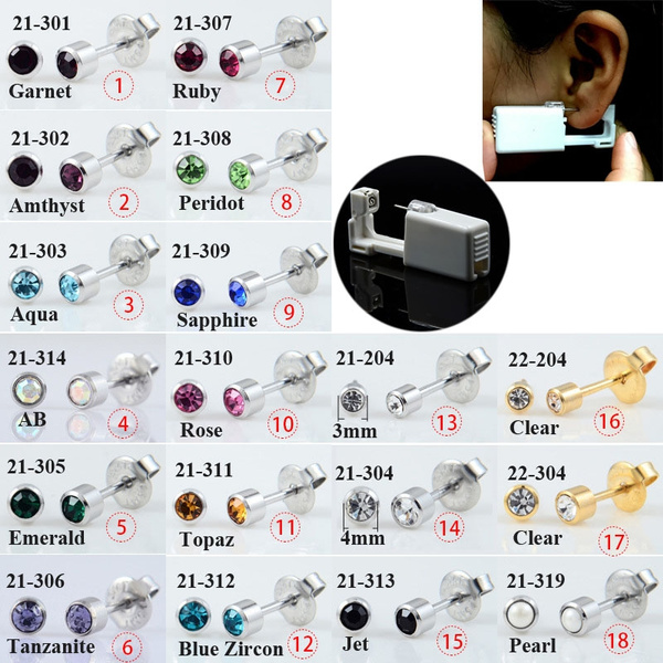 1Unit (2Pcs) Gun Unit Cartilage Tragus Helix Piercing Gun Tool Kit Steel Stud Earring Tool