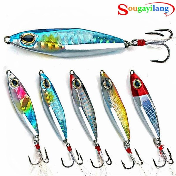 Sougayilang Jigs Fishing Lures 5pcs Sinking Metal Spoons Micro Jigging Bait  for Saltwater Freshwater Fishing