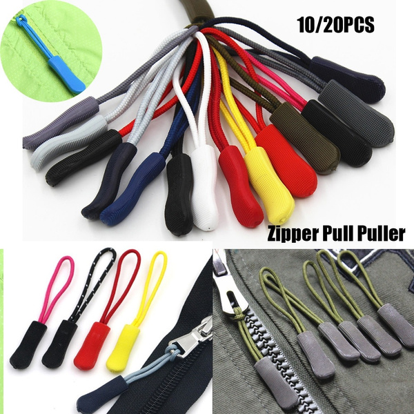 Black Zip Slider Hanger Replacement Zipper Pull Cord Fastener Puller A2052 