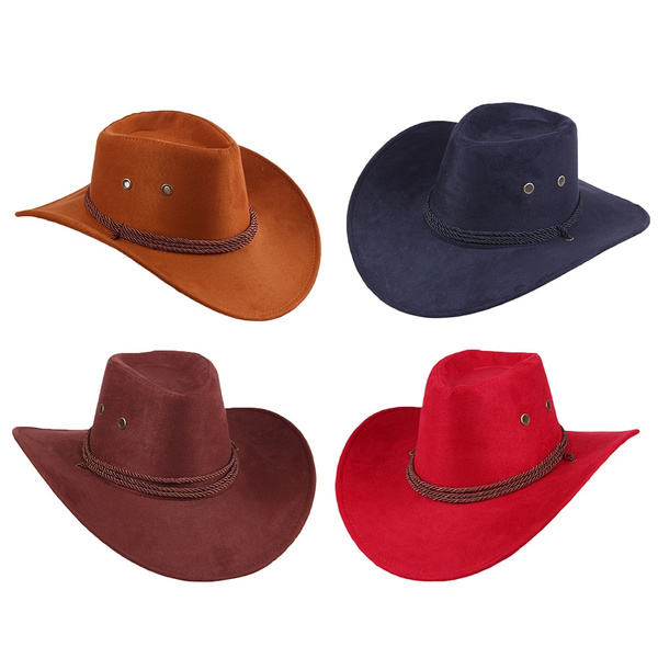 Retro Western Cowboy Cowgirl Hat Men Riding Cap Fashion Wide Brim Hat ...