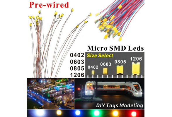 Prewired SMD LED Soldered Nano Chip LEDs Light Train N OO Scale Pre-soldered Micro Litz Wired LED Leads(#0402 #0603 #0805 #1206) | Wish