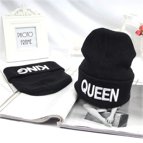 KING QUEEN Print Couple Beanies Knitted 