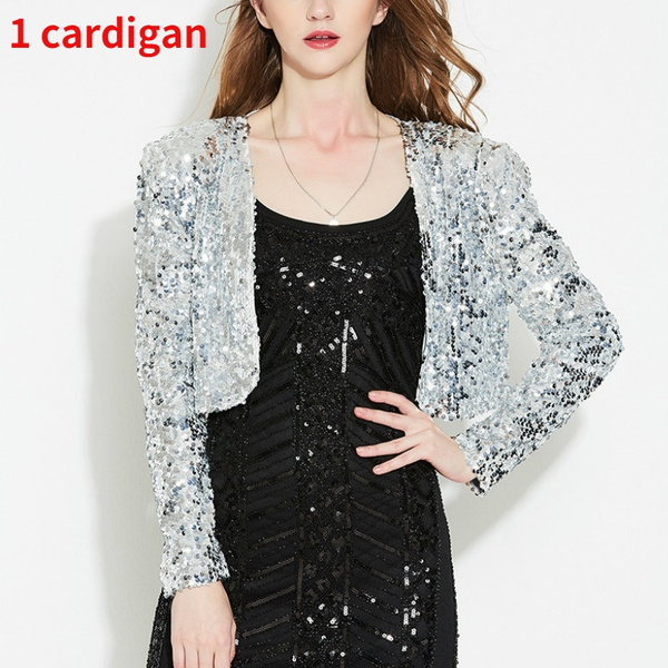Womens Shiny Glitter Sequin Jacket Cardigan Jacket Coat Party Dress Top |  Fruugo BH