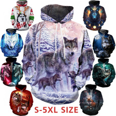 3D hoodies, Sleeve, animal print, mens tops