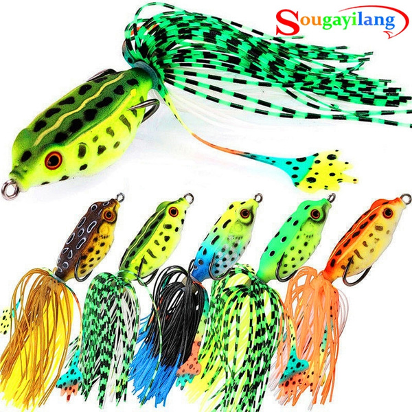 Fishing Lures 5pcs Topwater Floating Weedless Lure Frog Baits with Double  Sharp Hooks Soft Bait for Bass Snakehead Salmon Freshwater Saltwater Fishing