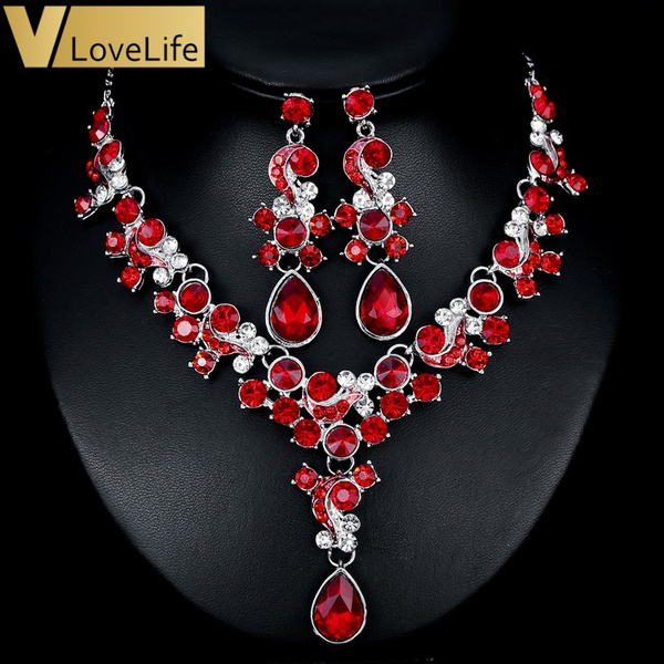 Hall Rhinestone Necklace Set ~ Ruby Red : LILIEN CZECH, authentic Czech  rhinestone jewelry