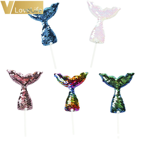 Colorful Sequins Mermaid Tail Cupcake Toppers The Sea Cupcake Picks colorful-sequins-mermaid-tail-cupcake-toppers-the-sea-cupcake-picks