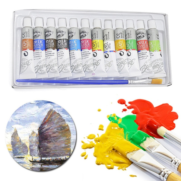 12 Color Acrylic Paint Set 6 ml Tubes Artist Draw Painting Pigment | Wish