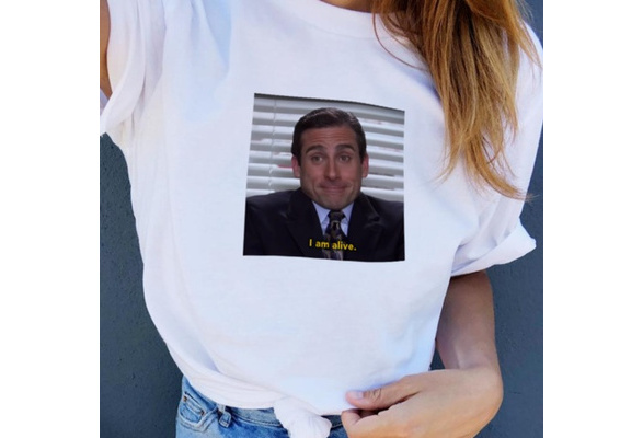 The Office Short Quotes The Office Michael Scott I Am Alive Quotes Funny T-Shirt Unisex Tumblr  Grunge Fashion White Tee | Wish