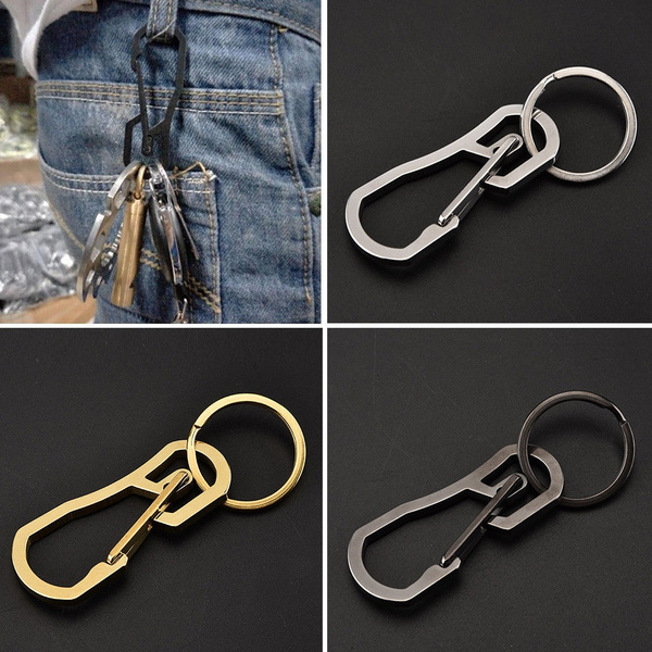 Portable Outdoor Stainless Steel Buckle Carabiner Keychain Key Ring Clip Hook ~ 
