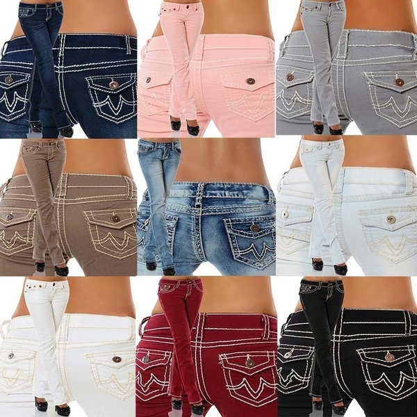 Pants Slim Fit Denim Plus Size S-5XL 