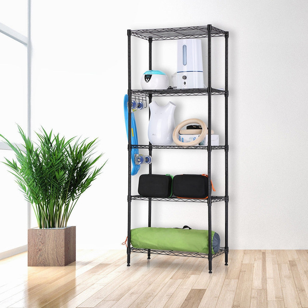 5 Tier Wire Shelving Unit Metal Storage Rack Shelves Bathroom