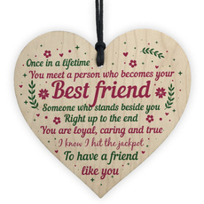 Friendship Sign Best Friend Wooden Board Pendant Chic Heart Wooden Card for Home Door Window Decor
