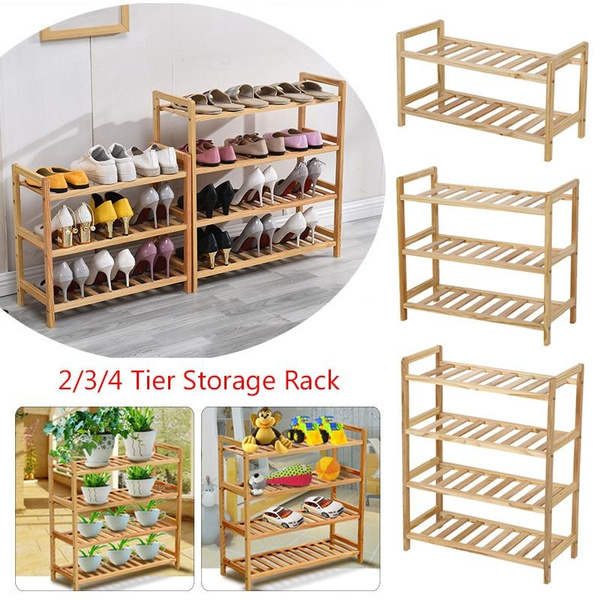 2 3 4 Tier Wooden Shoe Rack Multi Functional Shoe Storage Shelf Entryway Hallway Unit Organizer Wish