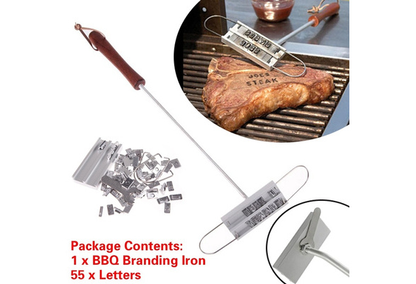 BBQ Barbecue Meat Steak Branding Iron Grill Tool Set W/55 Changeable Letter New 