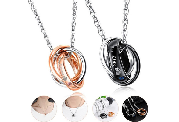His & Hers Matching Set Titanium Couple Pendant Necklace Korean Love Style in a Gift Box ONE PAIR -NK207 His & Hers Matching Set Titanium Couple Pendant Necklace Korean Love Style in a Gift Box ONE PAIR -NK207