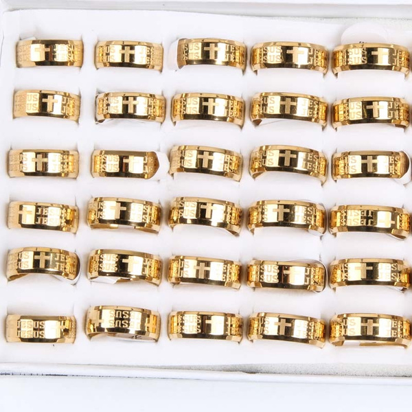 Jesus Ring 30/pack Bible Prayer Ring English Prayer Men and Women Mix ...