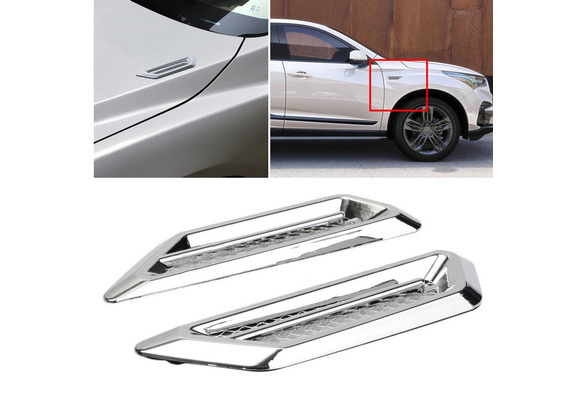 New 2PCS Chrome Car SUV Air Flow Fender Side Vent Decoration Stickers Accessory