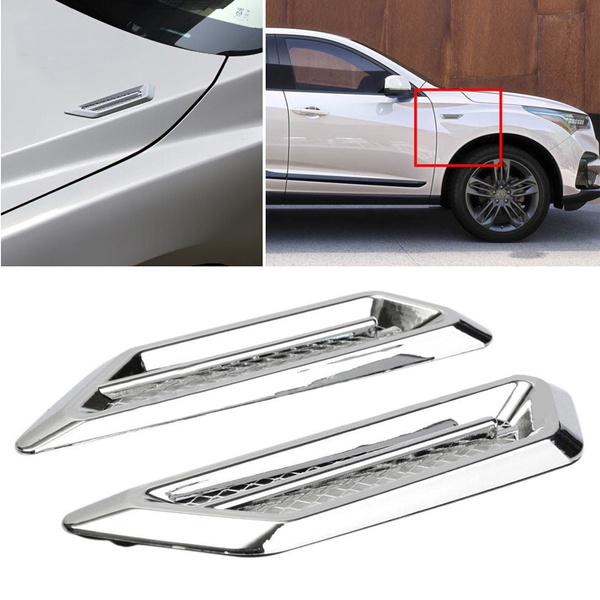 N\A 2Pcs Chrome Car SUV Air Flow Fender Side Vent Decoration Sticker Accessories 