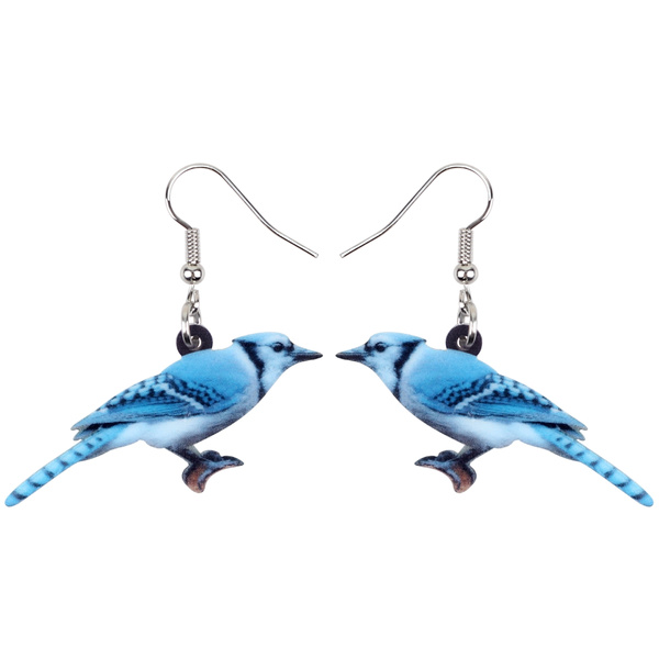 Blue Jay Bone Feather Earring Earrings - Jewelry