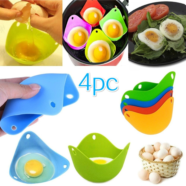 Multicolor8 KRY Egg Poacher 4pcs Mini Silicone Egg Poaching Cups Microwave Egg Cooker Boiler Baking Cup Kitchen Cooking Cookware Tools 