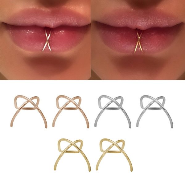 Criss cross sale lip ring