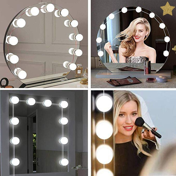 Vanity Mirror Lights Kit Hollywood Style Makeup 10 Dimmable Led Light Bulbs Lighting Fixture Strip For Table Wish Vanity Mirror Lights Kit Hollywood, Makeup Mirror Light Kit