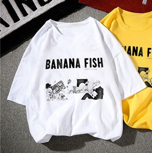 Anime BANANA FISH Ash Lynx Eiji Okumura Short Sleeve Cotton Shirt