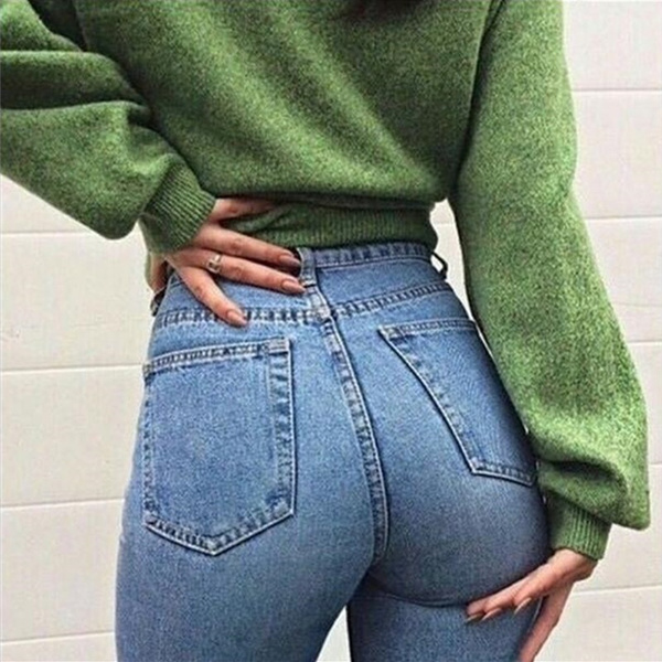New Women Boyfriend Jeans Vintage Classic Mom Jeans Light Blue Juniors Ladies Sexy High Waist Zipper Denim Long Trousers Casual Pants | Wish