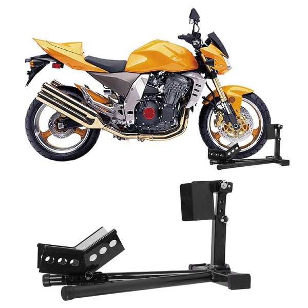 STEEL FRONT MOTORCYCLE PADDOCK STAND STAY WHEEL CHOCK BIKE/MOTORBIKE TRANSPORT