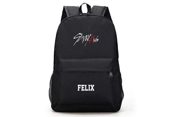 Kpop Stray Kids FELIX Waterproof Nylon School Backpack Travel Bag  Lightweight Shoulder Bag (Black )
