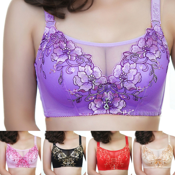 Sexy Lace Embroidery Women Push Up Bra Brassiere Thin Adjustment