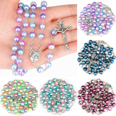 Christian, pearls, Cross Pendant, women necklace