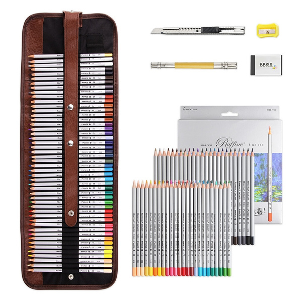 Marco Raffine Color Pencil Drawing Art Supplies with Roll UP Washable Canvas Pencil Bag 48/72 Colored Pencils Set | Wish