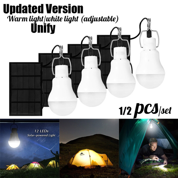 12 LED Solar Powered Rechargeable Bulb Light Outdoor Indoor Camping Tent Lamp 