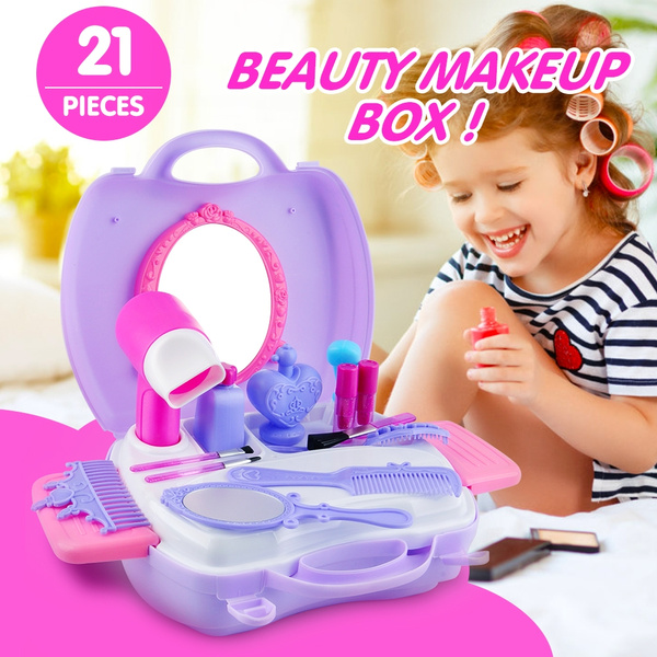 Pretend Makeup Set For Girls Kids, Makeup Vanity Toy Set 21pcs