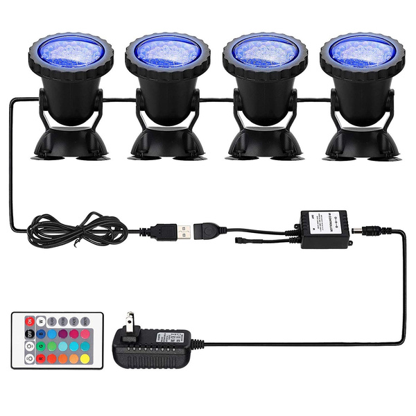 Pond Light Underwater Submersible Lights 4 Pack Multicolor Dimmable