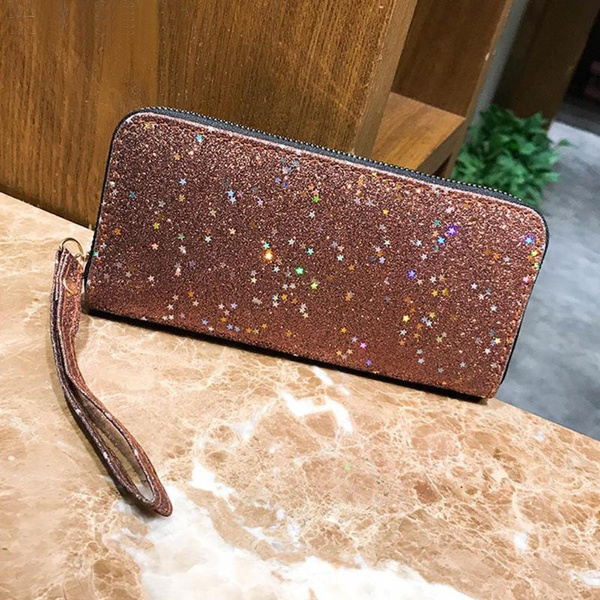 Bling Sequins Women Long Wallets Purse Clutch Bag Card Holder Zipper Glitter Party Wallet Purses