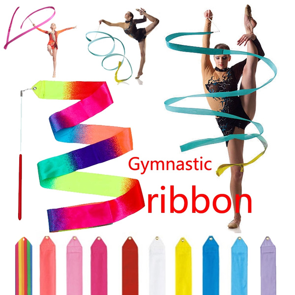 4M Rhythmic Art Gymnastics Ribbon with Stick Children Dancing Streamers 10 Color 