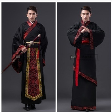 Traje chino nacional Hanfu negro antiguo chino Hanfu hombres ropa ...