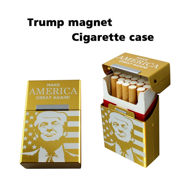 Trump Smoking Cigarettes Aluminum Cigarette Case Cigar Tobacco Holder  Pocket Box Storage Container Gift Box